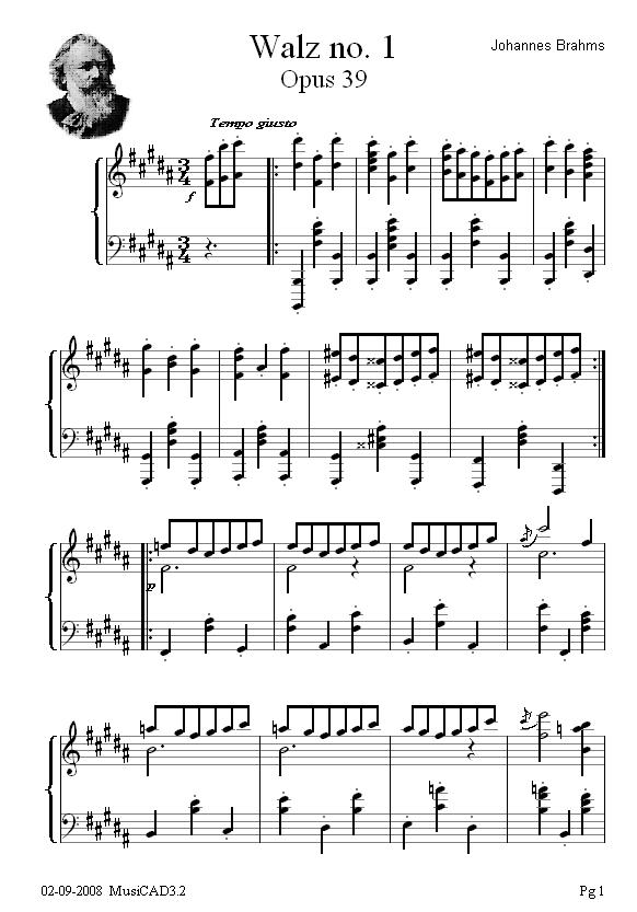 Waltz no 1 opus 39 Johannes Brahms