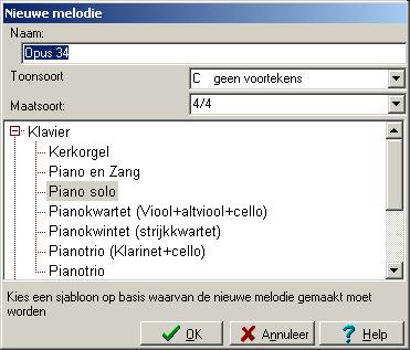 keuze pianosolo melodiesjabloon