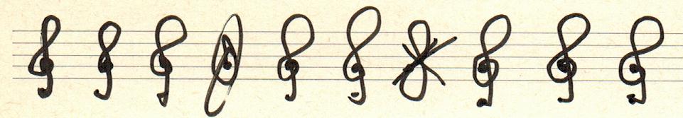 MusiCAD - vioolsleutels schrijven met de hand